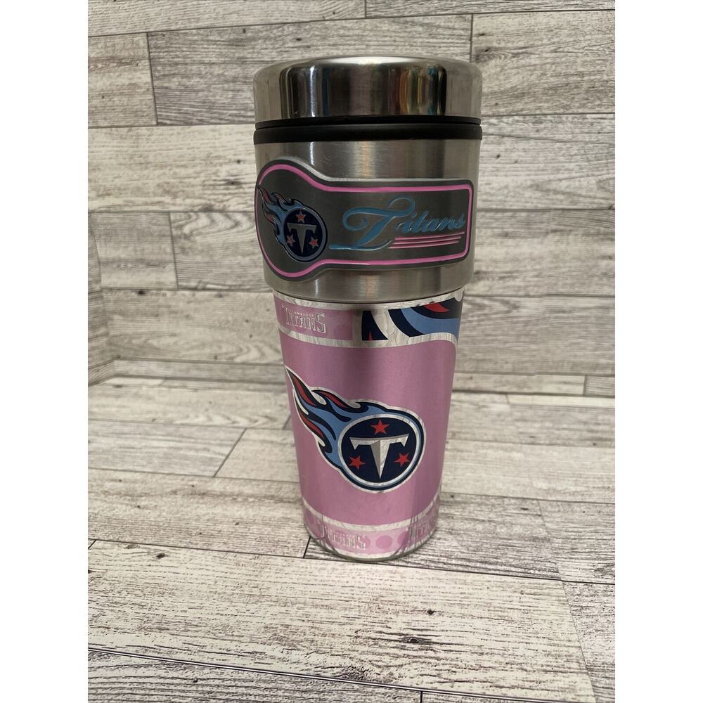 NFL Titans Pink Coffee Travel Mug Official NFL Tumbler 16oz Tea Cup Slide Lid